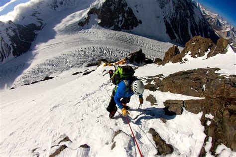 Climbers ascend K2's Black Pyramid of the Abruzzi Spur