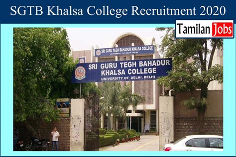 SGTB Khalsa College Recruitment 2020 Out | Apply JRF Jobs