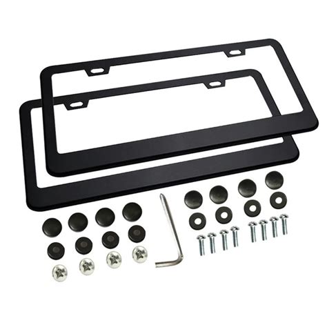 Car License Plate Frames 2 PCS With Bolts Washer Screw Caps For US ...