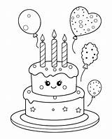 Premium Vector  Birthday Cake Coloring Book For Kids sketch template