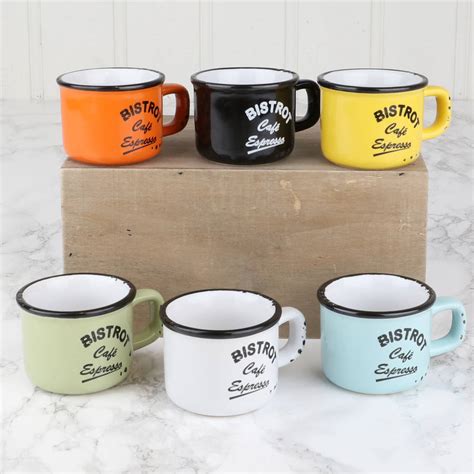 set of six retro ceramic espresso mugs by dibor | notonthehighstreet.com