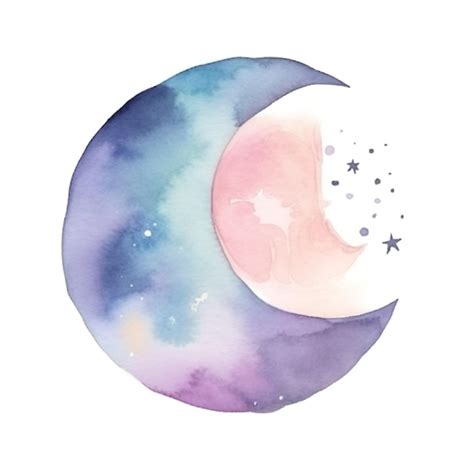 Premium Photo | A watercolor painting of a moon and stars.