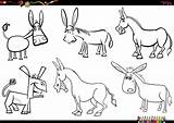 cartoon donkeys Farm Animal Characters Set coloring Page 23609450  sketch template