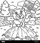 Groundhog With Placard Day Coloring Stock Vector Image & Art  sketch template