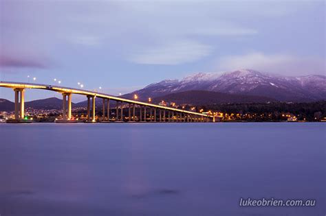 Tasman Bridge and a snowy Mt Wellington - Luke O'Brien Photography