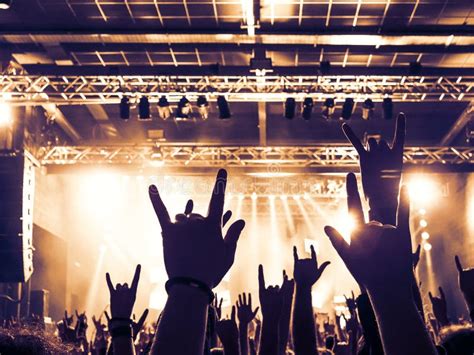 Concert Crowd in Front of Stage Lights Stock Image - Image of spectator, live: 100395657