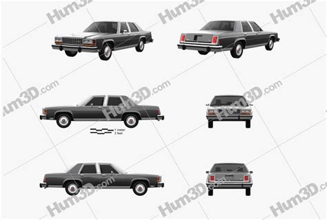 Ford LTD Crown Victoria 1991 Blueprint Template - 3DModels.org