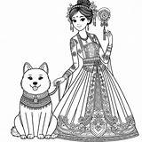 Princess Mei And Her Loyal Dog Coloring Page  ColorBliss sketch template