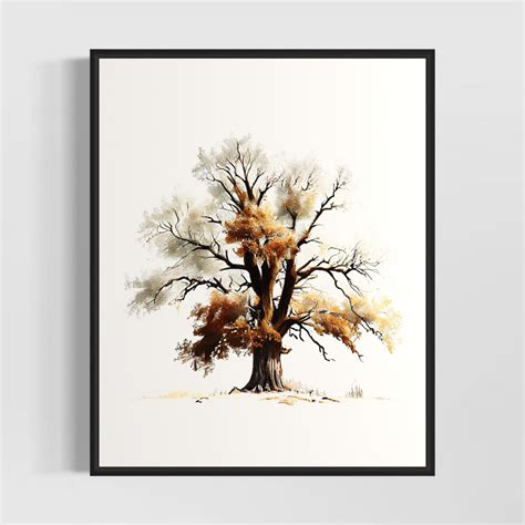 Oak Tree Watercolor Art Print, Oak Tree Painting Wall Art Decor ...