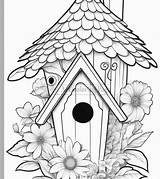 Bird House Flowers coloring Page Coloring Sheet For Kids Vol 6 sketch template