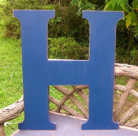 Wooden Letters 30 inch letter H Navy Distressed Wedding Guest Book ...