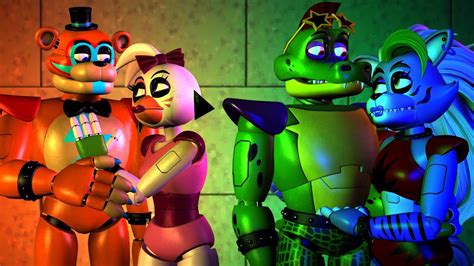 Glamrock Freddy X Glamrock Chica Montgomery Gator X Roxanne Wolf Fnaf Security Breach Sfm ...