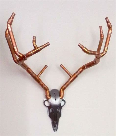 Antlers, Industrial Handcrafted Copper Wall Art, Faux Taxidermy, Perfect Decor for Cabin, Above ...