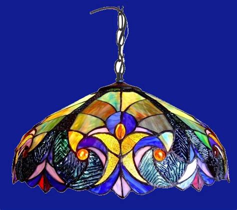 CEILING PENDANT LIGHT 18" Fixture Victorian Tiffany Style Stained Glass 2 Bulbs $208.77 - PicClick