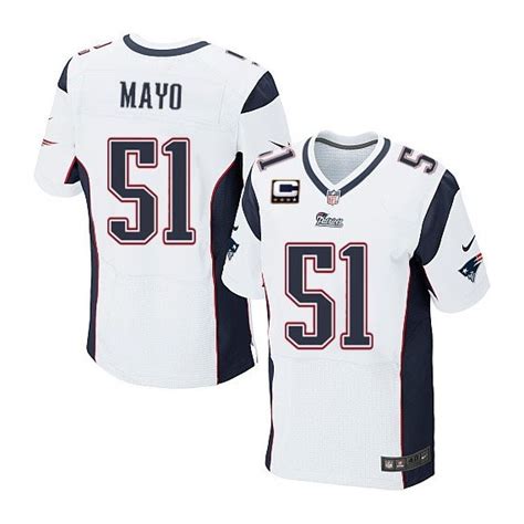 New England Patriots Jerod Mayo Official Nike White Elite Adult Road C ...