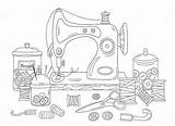 Coloring Page Sewing Machine Stock Vector  Illustration Of Needle sketch template
