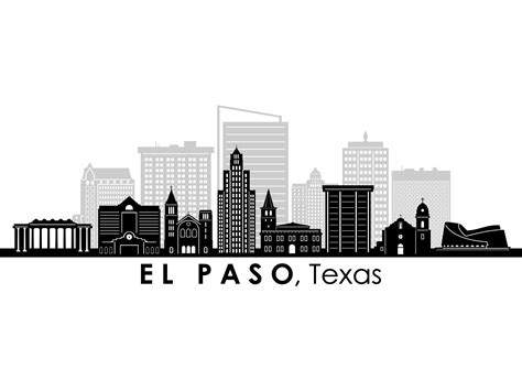 EL PASO Texas USA Skyline City Contour Silhouette Vector - Etsy France