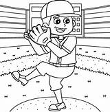 Baseball Pitcher Coloring Page For Kids 50137610 Vector Art At Vecteezy sketch template
