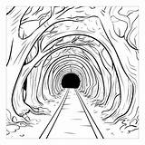 Túnel Con árboles Para Colorear Libros Niños  Vector Premium sketch template