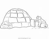 Igloo Coloring Drawing Clipart Pages Color Printable Kids Draw Penguin  sketch template