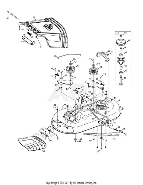 Troy Bilt 13WM77KS011 Pony (2015) Parts Diagram for Mower Deck 42-Inch