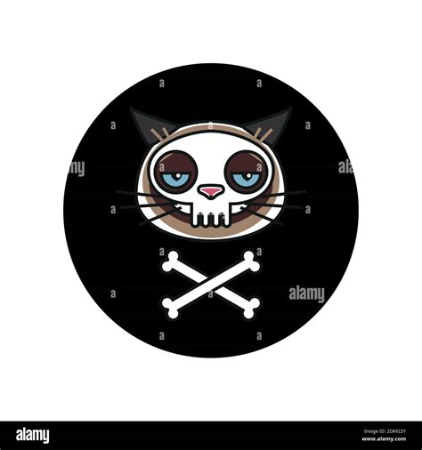 Grumpy cat in skeleton. Pirate Black Mark Stock Vector Image & Art - Alamy