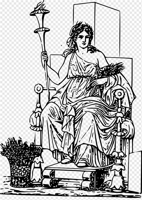 Demeter Persephone Zeus Ceres, Goddess, furniture, monochrome, flower ...