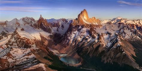 Brown mountain coated snow, mountains, lake, snowy peak, Andes HD ...