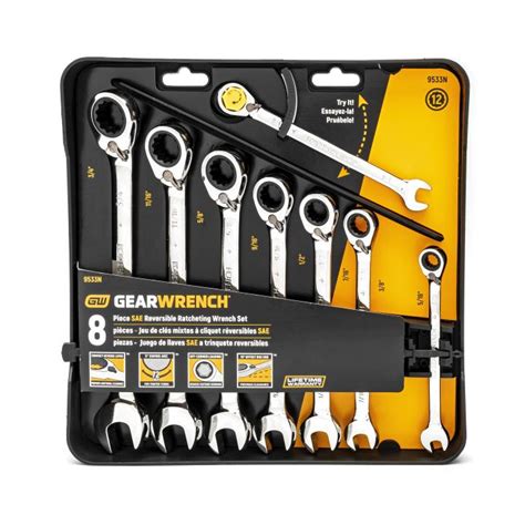 8 Pc. Reversible Ratcheting Combination SAE Wrench Set