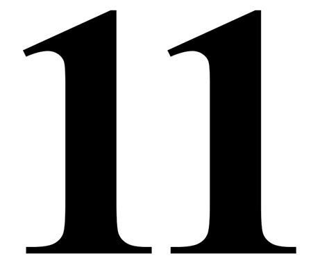 "Number 11 in Black Times New Roman Serif Font Typeface Sticker ...