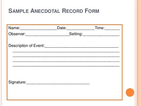 Anecdotal Records Examples