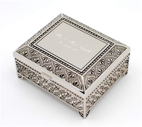 Newfavors Personalized Jewelry Box with 3 Lines Text Engraving - Engraved 4 Inch Antique Jewelry ...