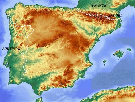 Spain Physical Features Map