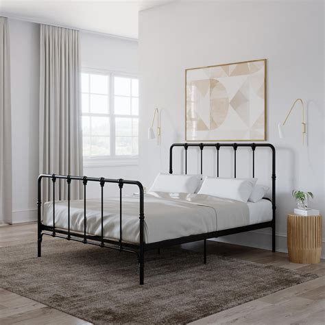 Mainstays Farmhouse Metal Bed, Queen Size Bed Frame, Black - Walmart.com