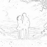 Anime Couple Coloring Page  Pages Mimi Panda sketch template