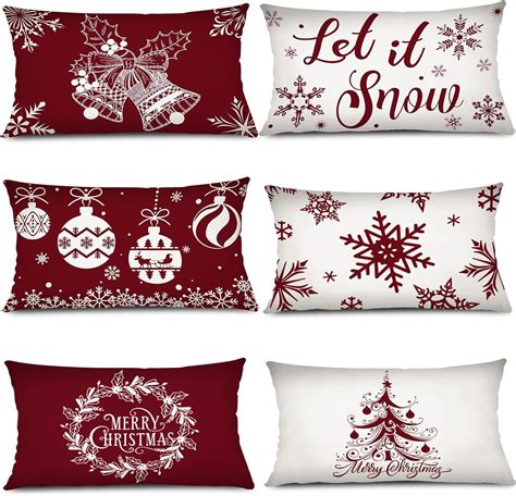 Amazon.com: 6 Pcs Christmas Pillow Covers Cushion Covers Decoration ...