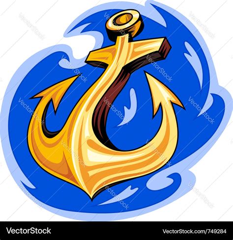 Anchor in ocean water Royalty Free Vector Image