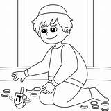 Hanukkah Boy Playing Dreidel Coloring Page 11487062 Vector Art At Vecteezy sketch template