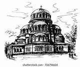 Alexander Nevsky Cathedral Sofia Bulgaria Drawing Stock Vector Royalty  sketch template