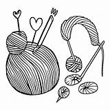 Knitting Coloring Page · Creative Fabrica sketch template