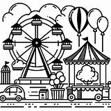 Amusement Park Simple Coloring Page Free sketch template