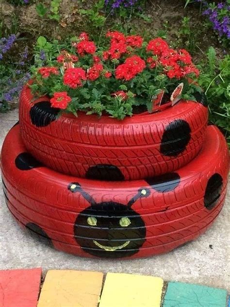 12 x Garden Tire Art, Tyre Planters & Tire Planter Decorations