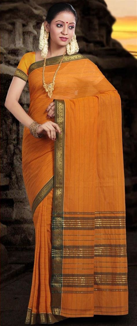 #Orange Andhra Pradesh Gadwal #Cotton #Saree With #Blouse @ US $36.79 ...