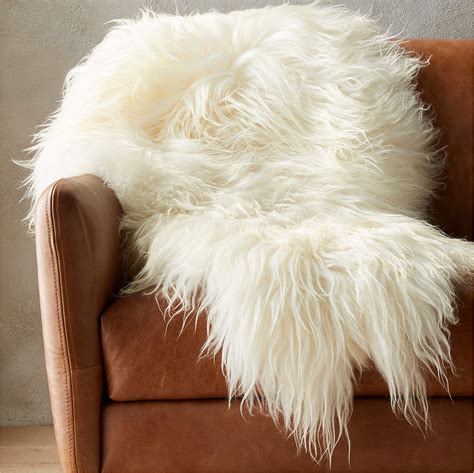 Icelandic White Sheepskin Fur Throw Blanket + Reviews | CB2 Canada