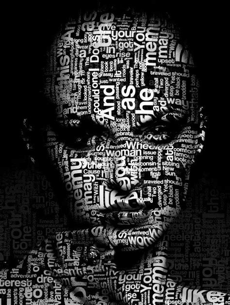 black and white photograph of a woman's face with words written all over it