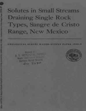 Fillable Online pubs usgs Solutes in Small Streams Draining Single Rock Types, ... Fax Email ...