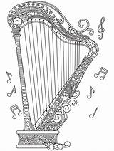 Princess Coloring Pages Playing Harp 400 309  Homemade Creations sketch template