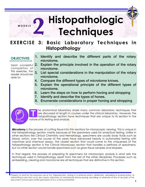 Exercise 3 Basic Laboratory Techniques in Histopathology - Property of ...