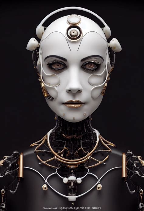 female robot, upper body, metallic, glossy white + | Midjourney | OpenArt