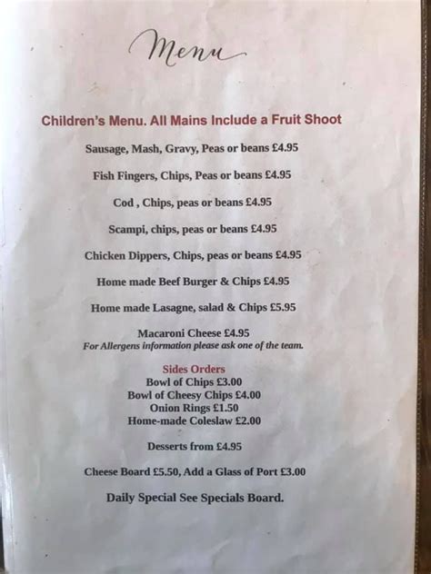 Menu at The White Horse pub & bar, Arlesey